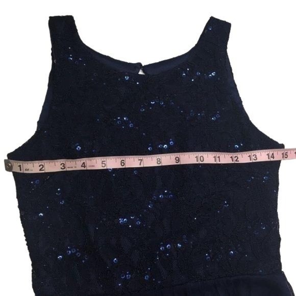 Speechless Party dress cut out sleeveless flare tulle sequins size Junior 5 Blue - Picture 8 of 16